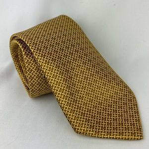 Brioni Italian Silk Tie Gold Weave Pattern